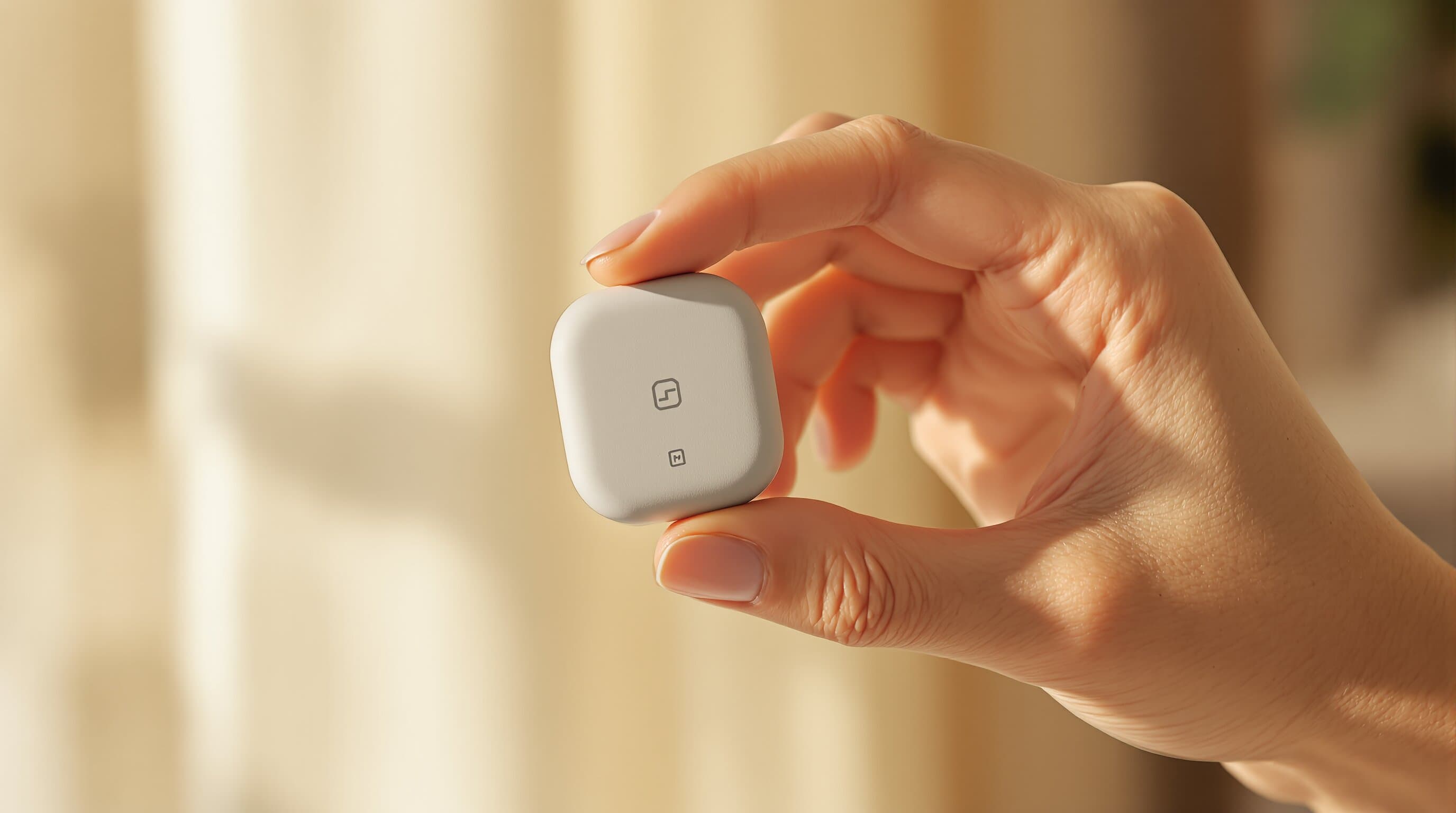 A hand holding the Your Next Store device